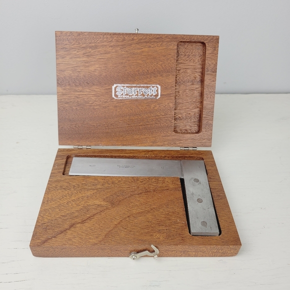 Starrett No. 55 Beveled Edge 4 1/2" Square Tool With Wooden Box Machinist - Picture 12 of 15